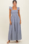 Navy Gingham Ruffle Strap Smocked Maxi Dress