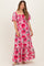Fuchsia Floral Smocked Tiered Maternity Maxi Dress