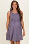 Lavender Ribbed Sleeveless Lettuce Trim Maternity Mini Dress