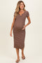 Dark Brown Striped Henley Maternity Midi Dress