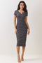 Charcoal Striped Henley Midi Dress