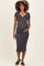 Charcoal Striped Henley Maternity Midi Dress