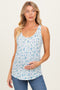 Blue Floral Print Button Front Maternity Tank Top