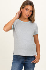 Heather Gray Contrast Trim Boxy Fit Maternity Tee
