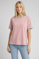 Pink Contrast Trim Boxy Fit Maternity Tee