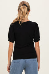 Black Puff Sleeve Basic Maternity Top