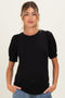 Black Puff Sleeve Basic Maternity Top