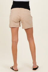 Taupe Chino Pocket Maternity Shorts