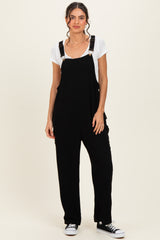 Black Straight Leg Maternity Adjustable Overalls