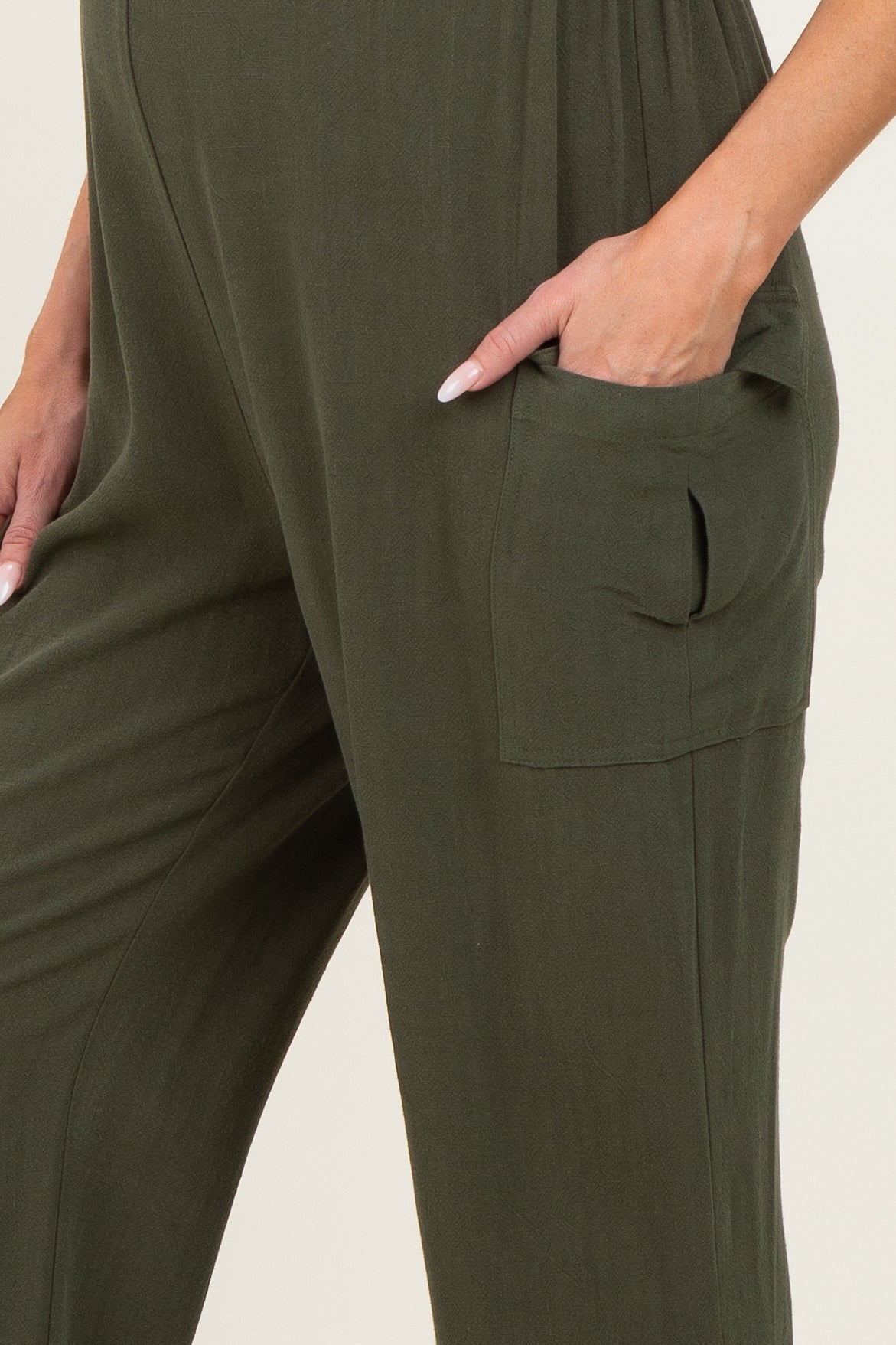 Olive Straight Leg Maternity Adjustable Overalls