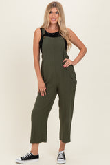 Olive Straight Leg Maternity Adjustable Overalls