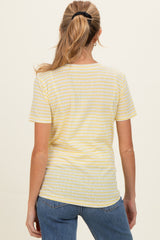 Yellow Striped Maternity Short Sleeve Top