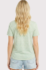 Green Striped Short Sleeve Top