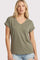 Olive Slub Knit V-Neck Top