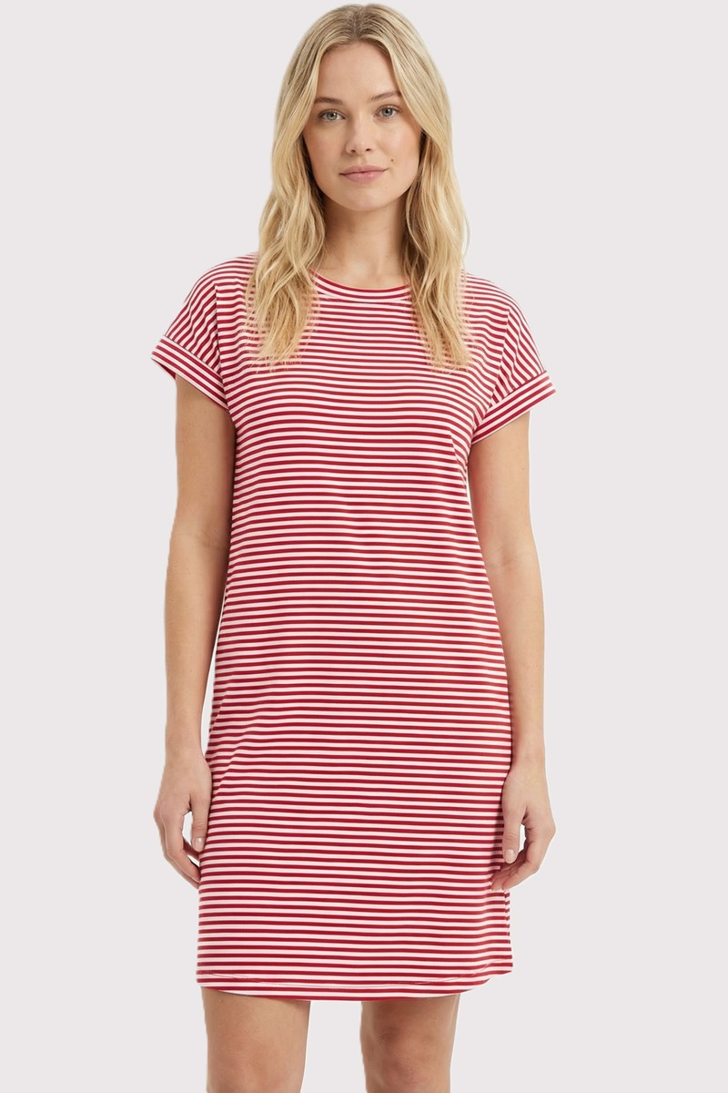 Red Striped Basic Maternity Dress