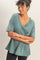 Teal Washed V-Neck Oversized Tee
