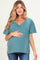 Teal Washed V-Neck Oversized Maternity Tee