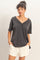 Black Washed V-Neck Oversized Tee