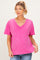 Fuchsia Washed V-Neck Oversized Maternity Tee