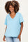 Light Blue Washed V-Neck Oversized Maternity Tee