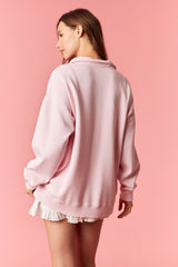 Light Pink Snap Collar Oversized Sweatshirt