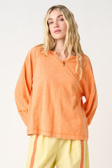 Citrus Orange Mineral Wash Exposed Seam Top