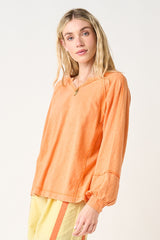 Citrus Orange Mineral Wash Exposed Seam Top