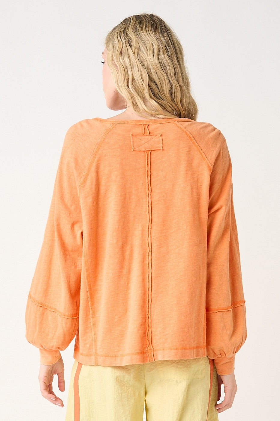 Citrus Orange Mineral Wash Exposed Seam Top