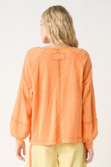 Citrus Orange Mineral Wash Exposed Seam Top