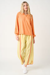 Citrus Orange Mineral Wash Exposed Seam Top
