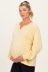 Cream Yellow Mineral Wash Exposed Seam Maternity Top