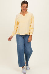 Cream Yellow Mineral Wash Exposed Seam Top