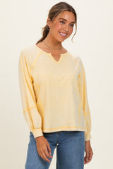 Cream Yellow Mineral Wash Exposed Seam Maternity Top