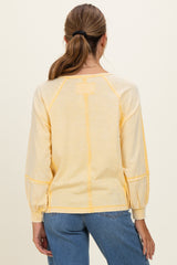 Cream Yellow Mineral Wash Exposed Seam Top