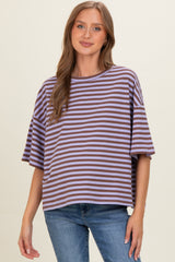 Violet Oversized Striped Maternity Boyfriend Tee