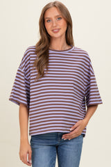 Violet Oversized Striped Maternity Boyfriend Tee