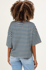 Tan Oversized Striped Maternity Boyfriend Tee