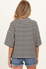 Ivory Oversized Striped Maternity Boyfriend Tee