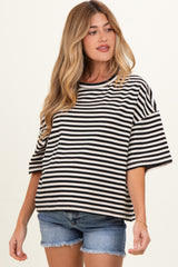 Ivory Oversized Striped Maternity Boyfriend Tee