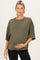 Olive Raw Cut Edge Maternity Boxy Tee