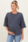 Denim Blue Raw Cut Edge Maternity Boxy Tee