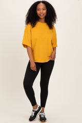 Mustard Raw Cut Edge Boxy Tee