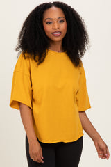 Mustard Raw Cut Edge Maternity Boxy Tee