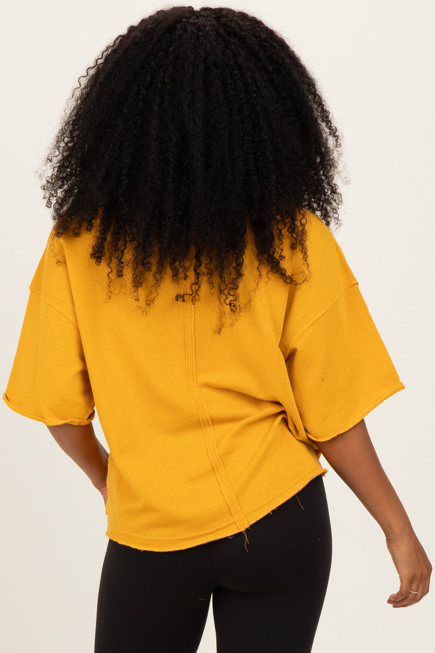 Mustard Raw Cut Edge Boxy Tee