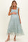 Sage Smocked Polka Dot Tulle Maternity Midi Dress