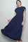 Midnight Mock Neck Flutter Sleeve Smocked Maxi Dress