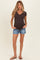 Blue Medium Wash Cuffed Maternity Denim Shorts
