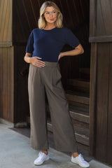 Navy Short Sleeve Basic Knit Maternity Top