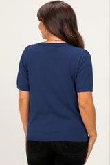 Navy Short Sleeve Basic Knit Maternity Top