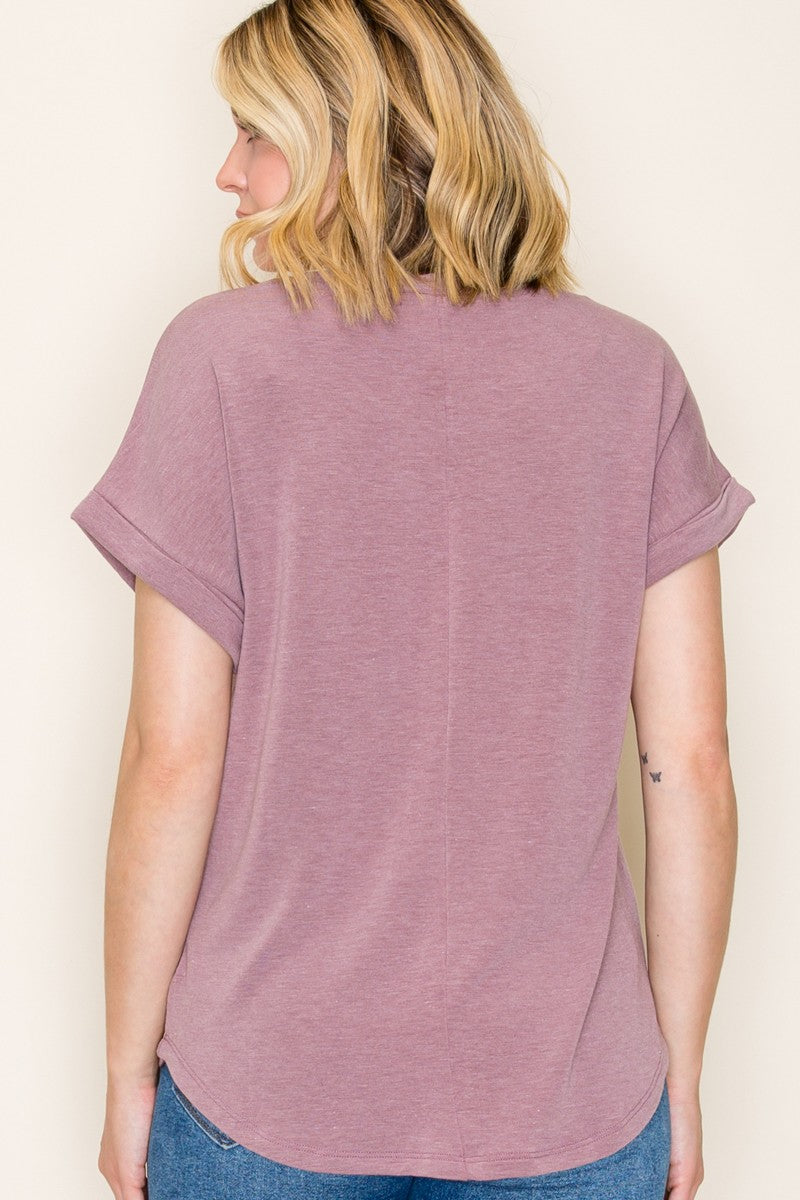 Mauve Cuff Sleeve Top